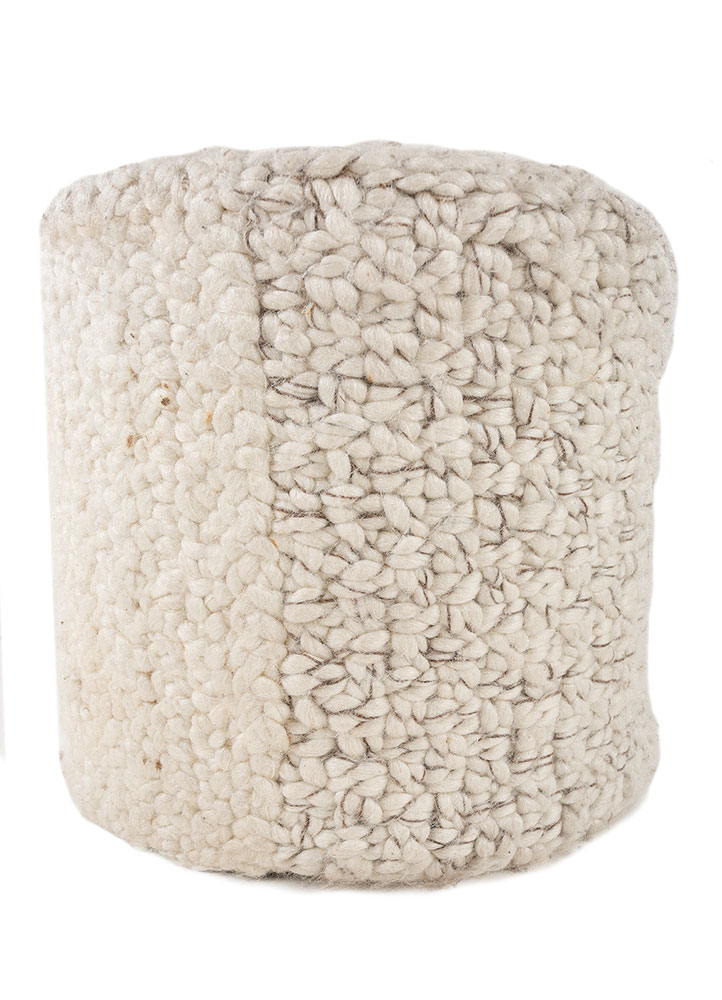 handmade pouf beige and brown jute and hemp Hand Woven Rug - HeadShot