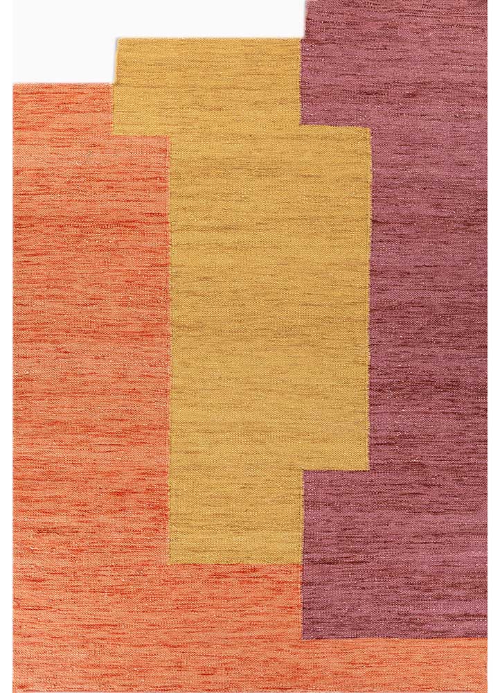 daaira red and orange wool Flat Weaves Rug - HeadShot