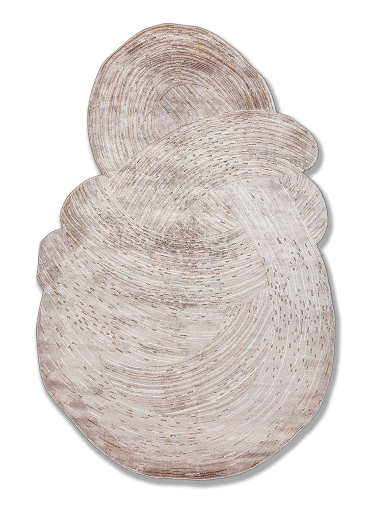  beige and brown bamboo silk and zari Hand Knotted Rug