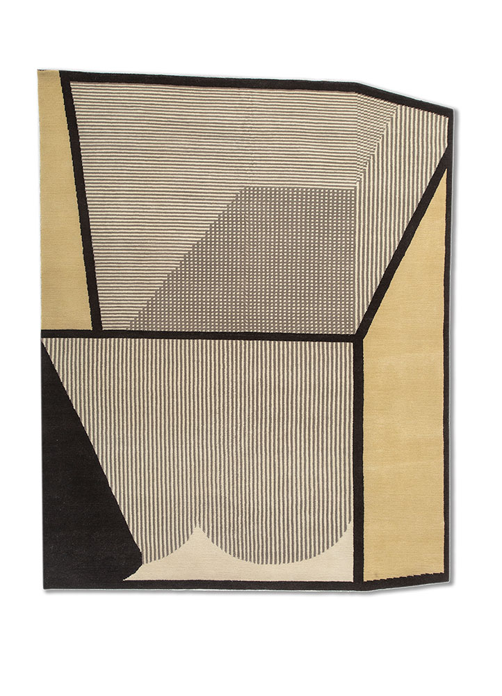 box ivory wool Hand Knotted Rug - HeadShot
