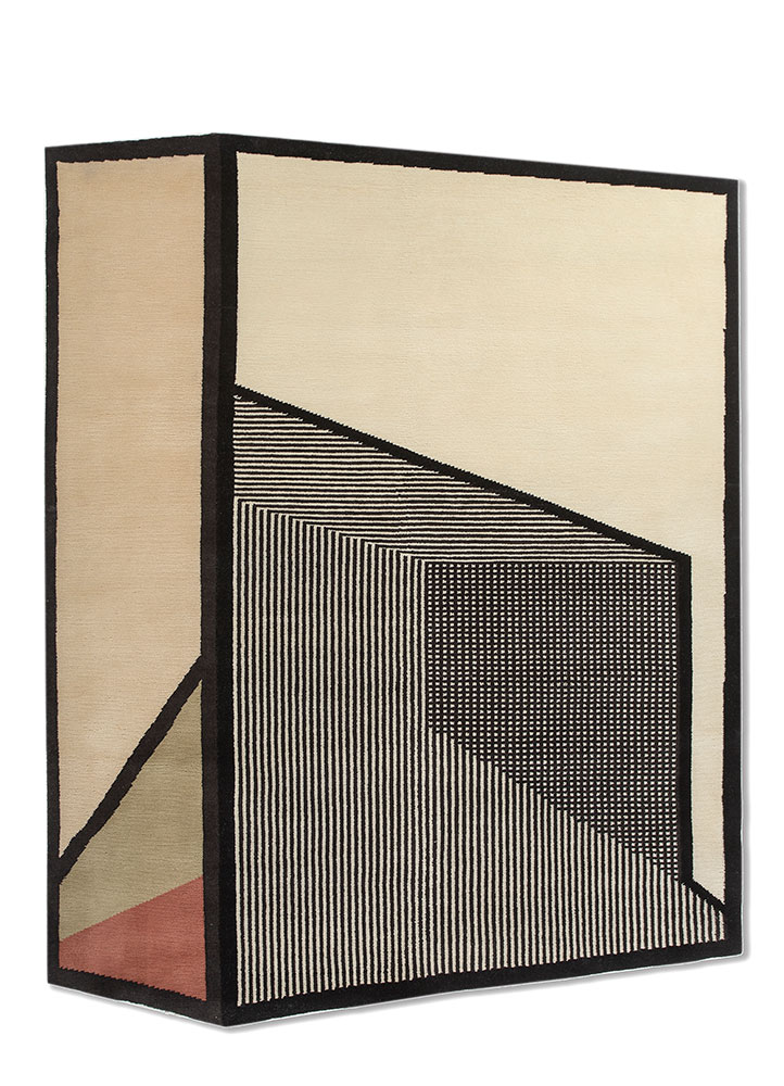 box ivory wool Hand Knotted Rug - HeadShot