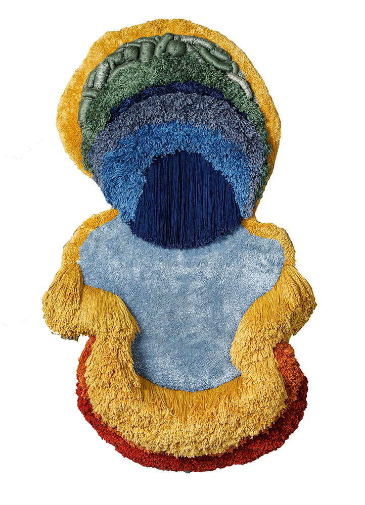 wall art blue bamboo silk Hand Knotted Rug - HeadShot