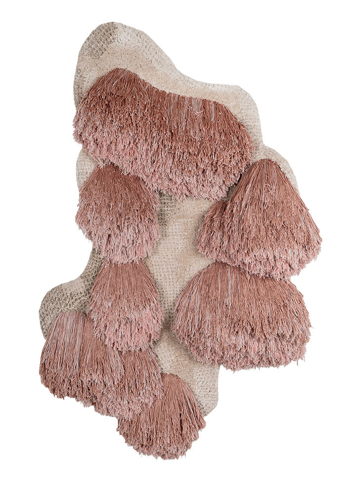  ivory wool and bamboo silk Hand Knotted Rug