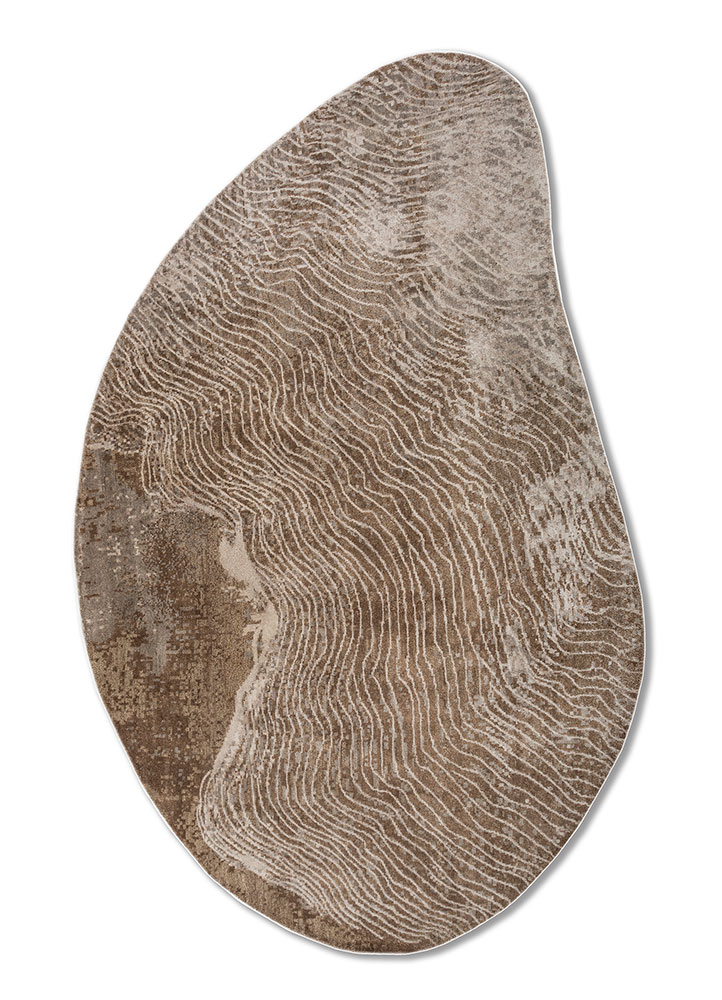 entropy beige and brown wool and bamboo silk Hand Knotted Rug - HeadShot