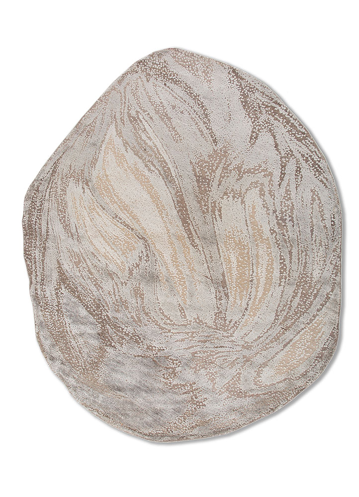entropy grey and black wool and bamboo silk Hand Knotted Rug - HeadShot
