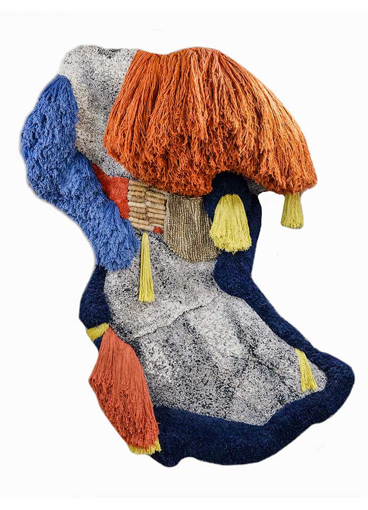 Encounters on the Journey#2 blue wool and bamboo silk Hand Knotted Rug