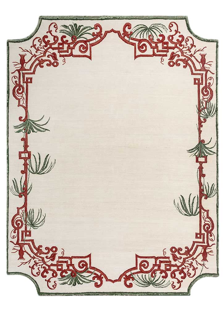 jardins du monde beige and brown wool Hand Knotted Rug - HeadShot