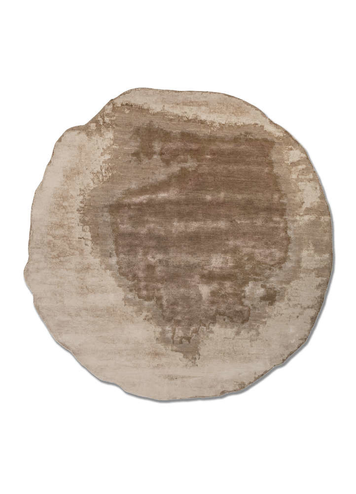  beige and brown wool and bamboo silk Hand Knotted Rug