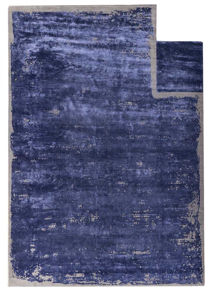  blue wool and bamboo silk Hand Knotted Rug