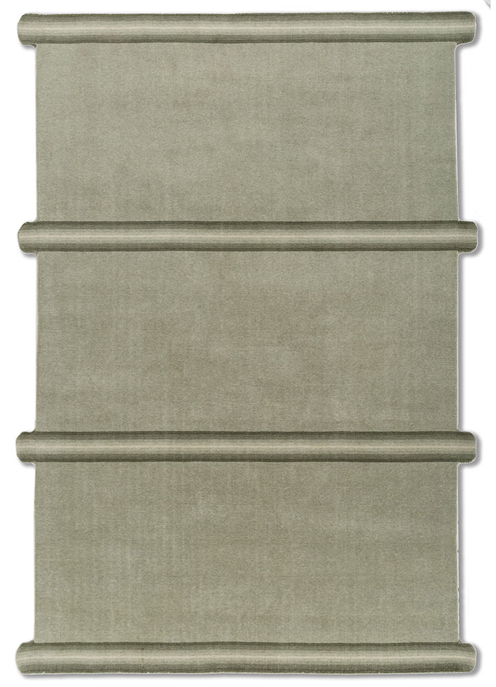  green wool Hand Loom Rug