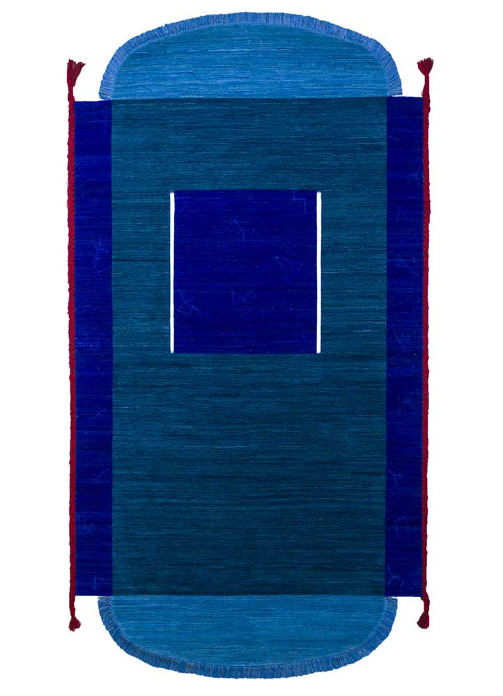 brahmaand blue wool Hand Knotted Rug - HeadShot