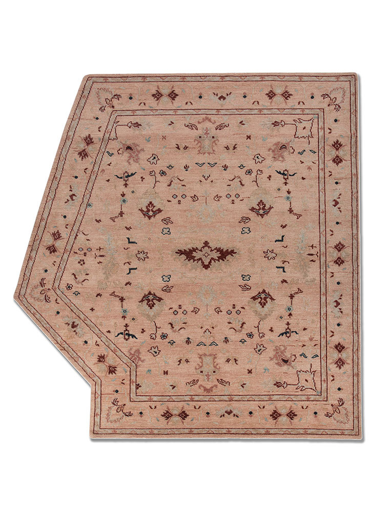  pink and purple wool Hand Knotted Rug