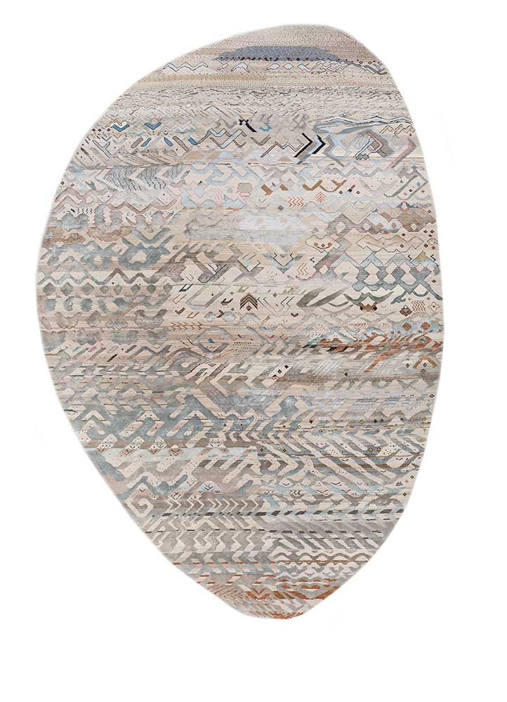 manchaha ivory wool and bamboo silk Hand Knotted Rug - HeadShot