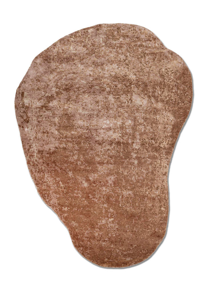  beige and brown wool and bamboo silk Hand Knotted Rug