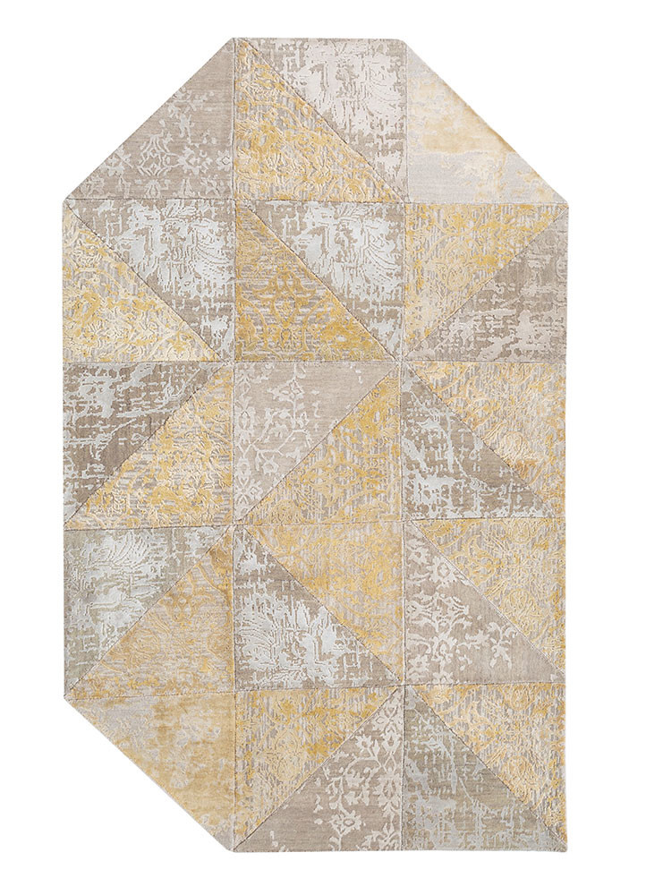  ivory wool and bamboo silk Hand Knotted Rug
