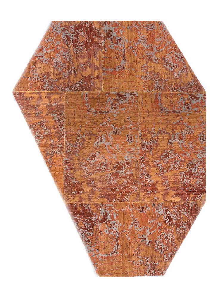 provenance red and orange wool Hand Knotted Rug - HeadShot