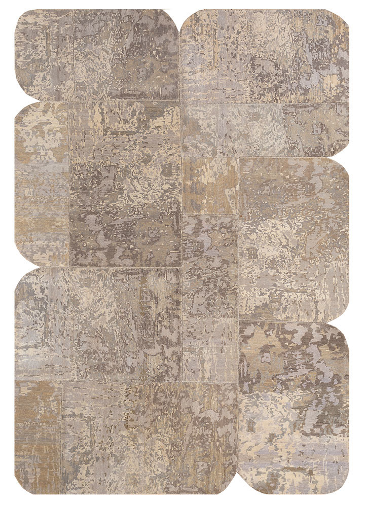  beige and brown wool Hand Knotted Rug