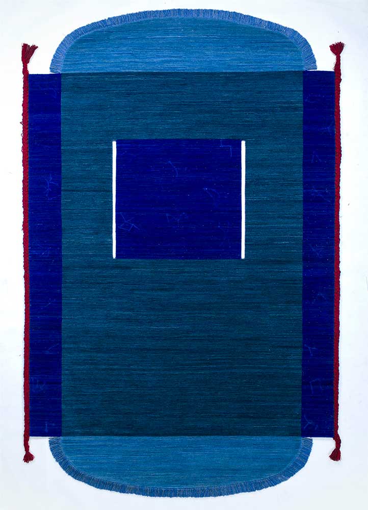 brahmaand blue wool Hand Knotted Rug - HeadShot