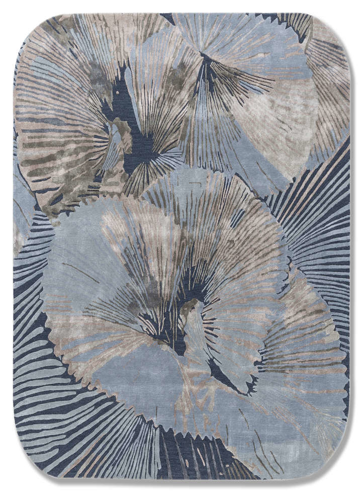  beige and brown wool and viscose Hand Tufted Rug