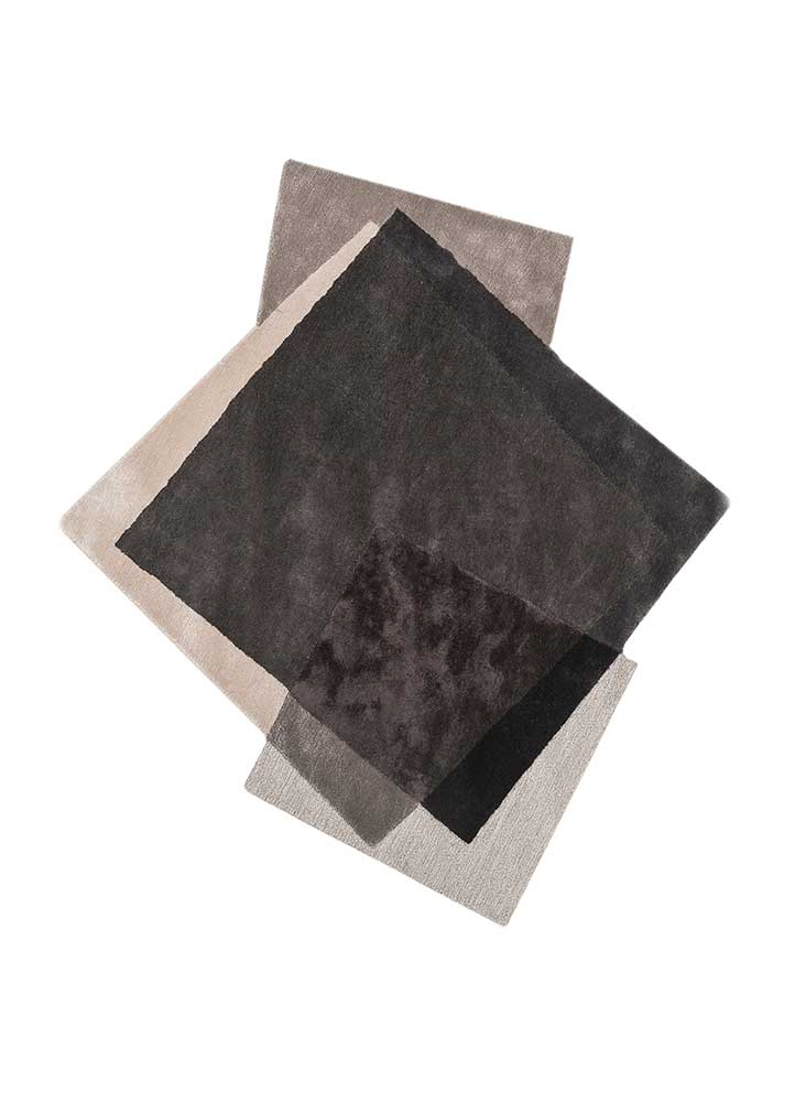  grey and black wool and viscose Hand Tufted Rug