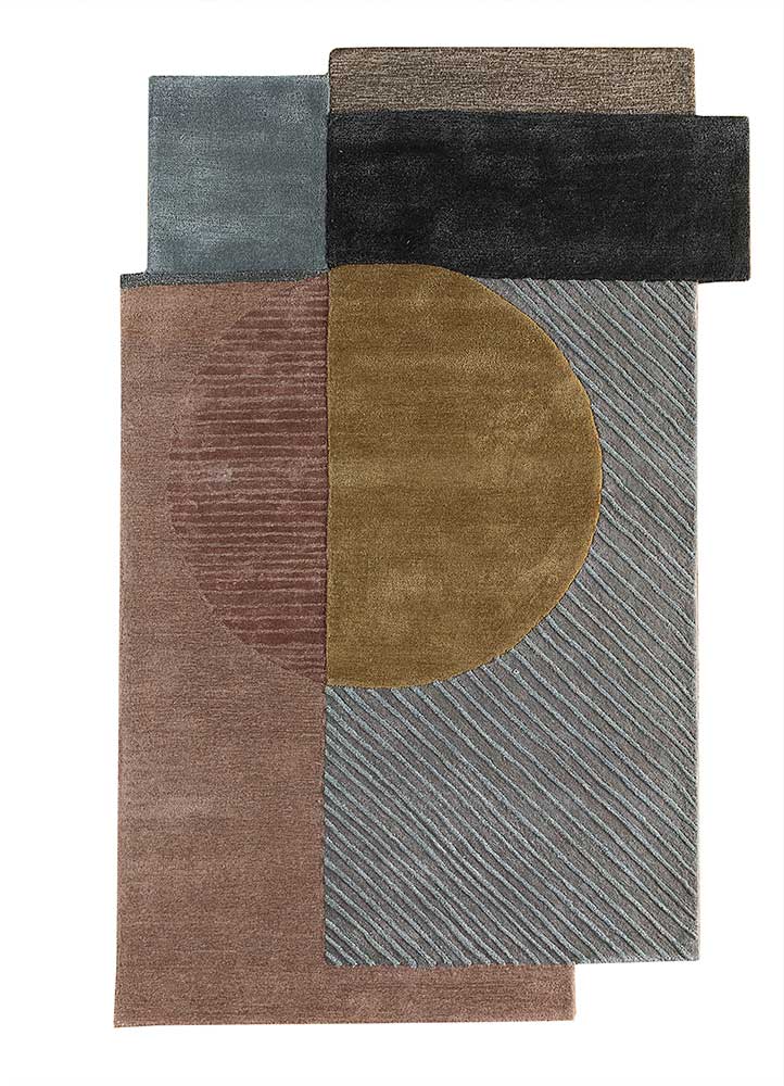  grey and black wool and viscose Hand Tufted Rug