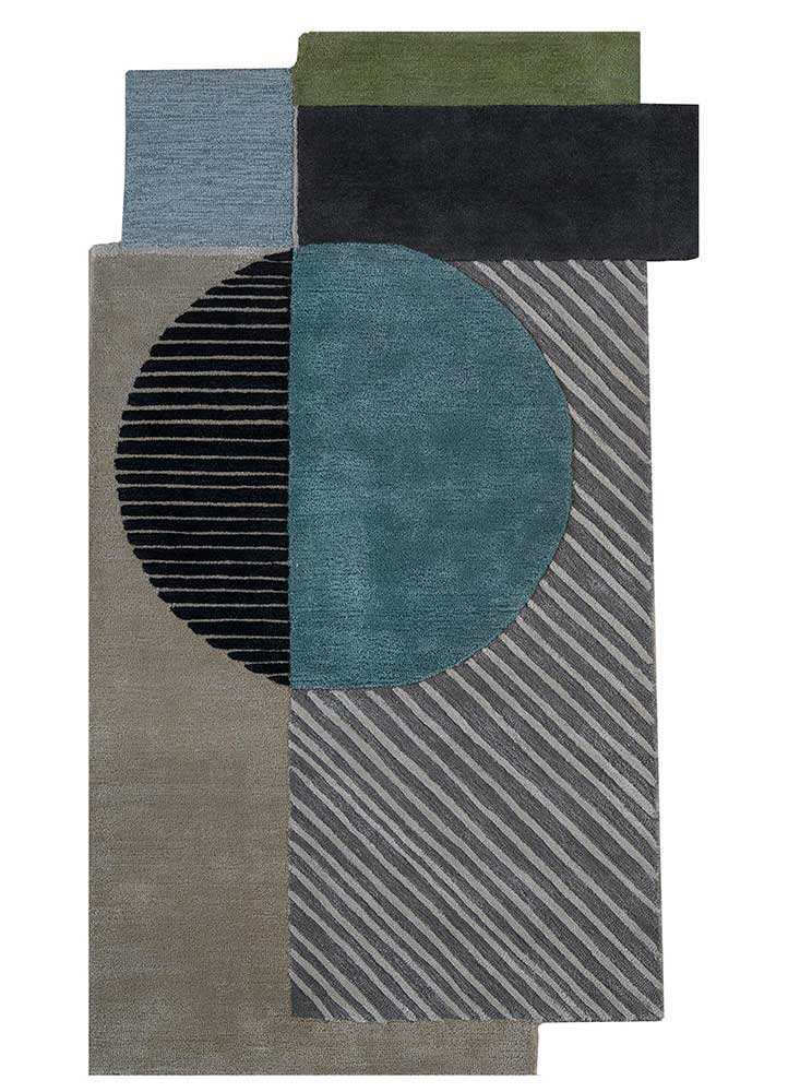  blue wool and viscose Hand Tufted Rug