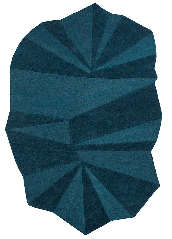  blue wool and viscose Hand Tufted Rug