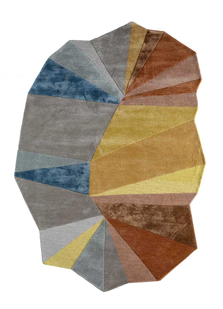 come around beige and brown wool and viscose Hand Tufted Rug - HeadShot