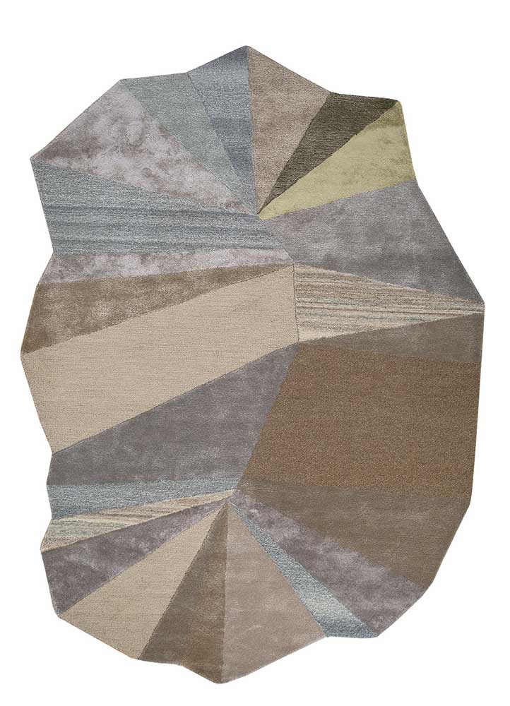  grey and black wool and viscose Hand Tufted Rug