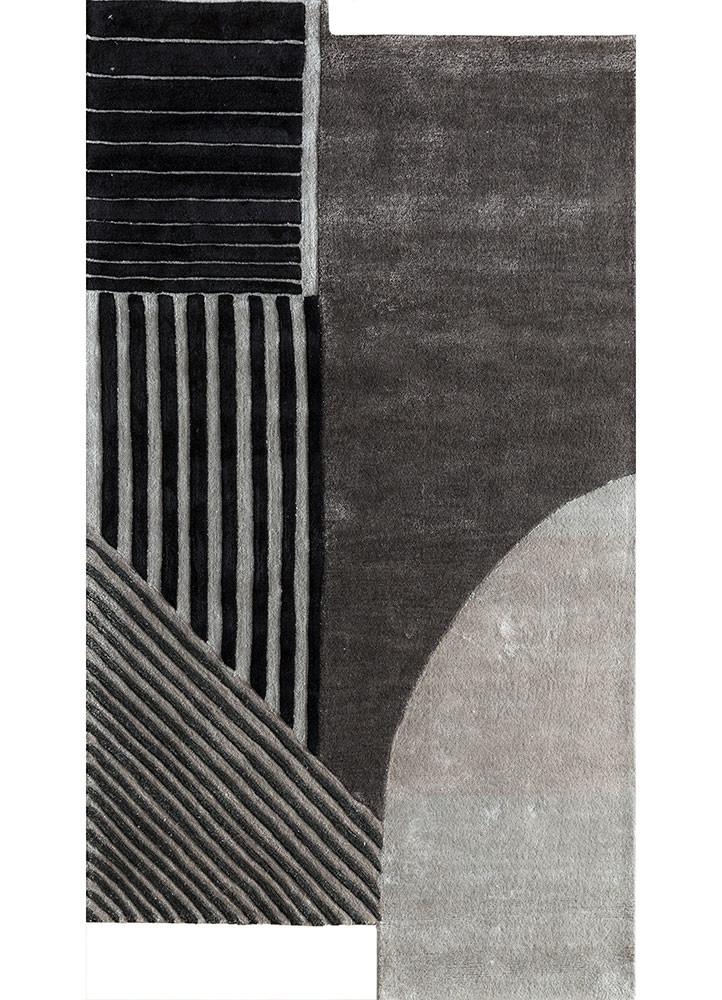 come around grey and black wool and viscose Hand Tufted Rug - HeadShot come around grey and black wool and viscose Hand Tufted Rug - HeadShot