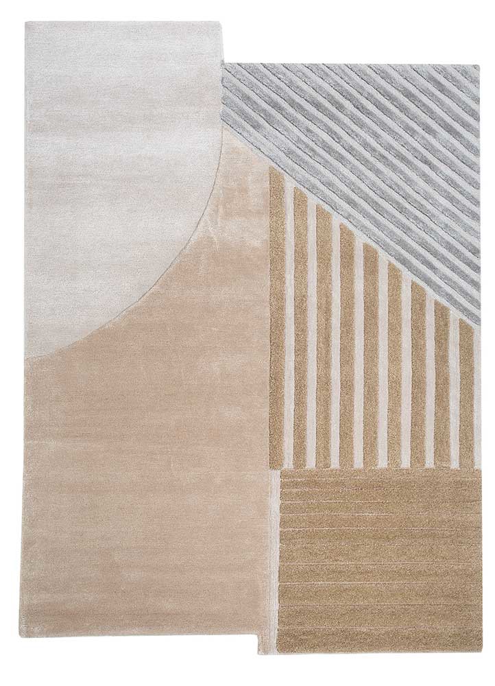  ivory wool and viscose Hand Tufted Rug