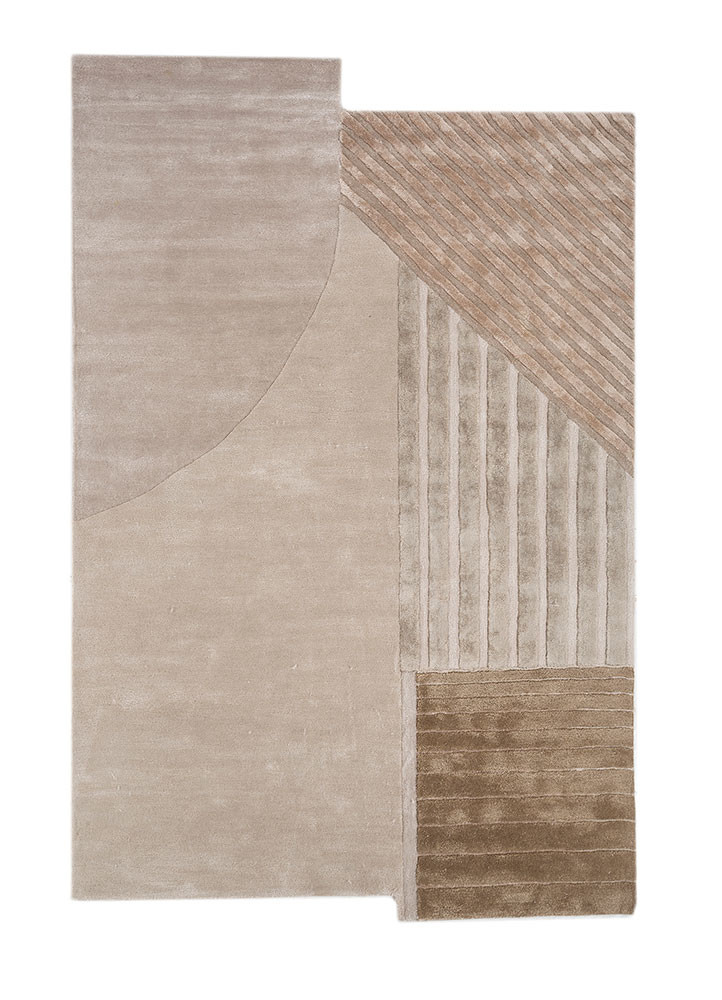  ivory wool and viscose Hand Tufted Rug