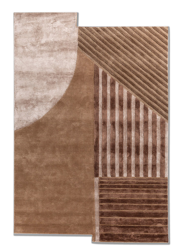 come around beige and brown wool and viscose Hand Tufted Rug - HeadShot come around beige and brown wool and viscose Hand Tufted Rug - HeadShot