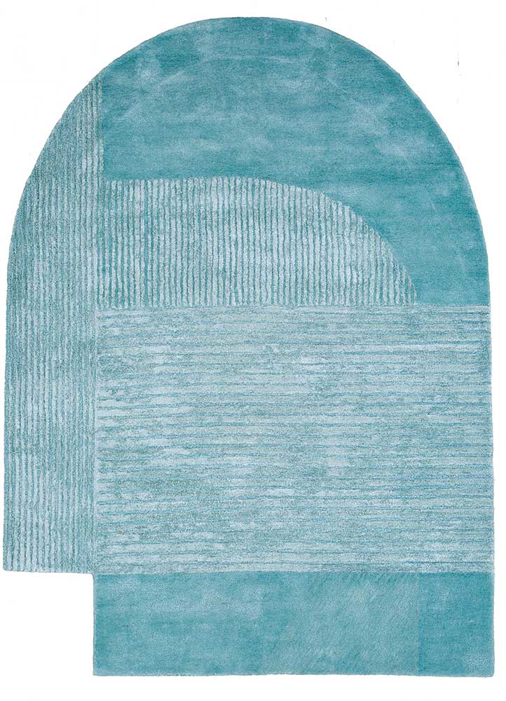 come around blue wool and viscose Hand Tufted Rug - HeadShot