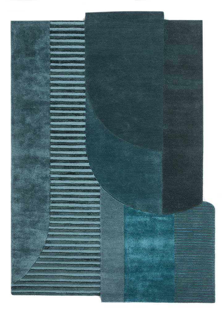  blue wool and viscose Hand Tufted Rug