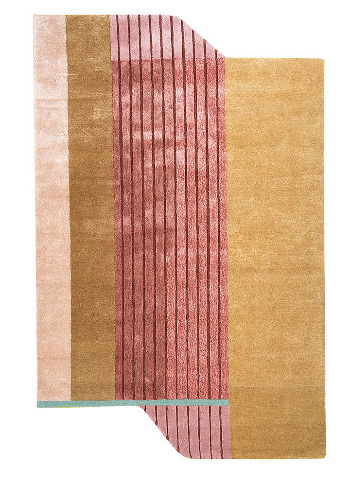  gold wool and viscose Hand Tufted Rug
