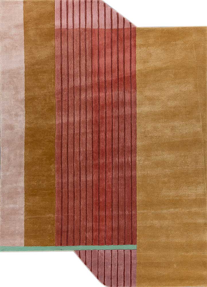 come around gold wool and viscose Hand Tufted Rug - HeadShot