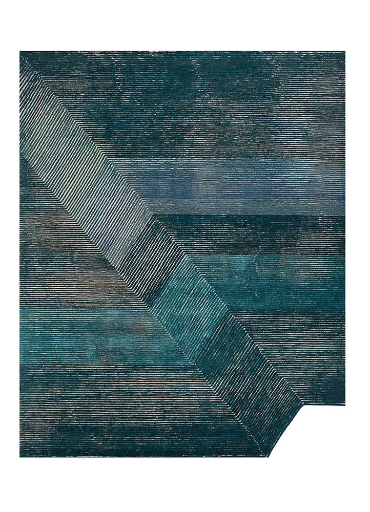  blue wool and viscose Hand Tufted Rug