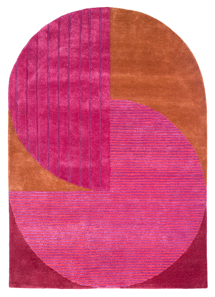 come around pink and purple wool and viscose Hand Tufted Rug - HeadShot