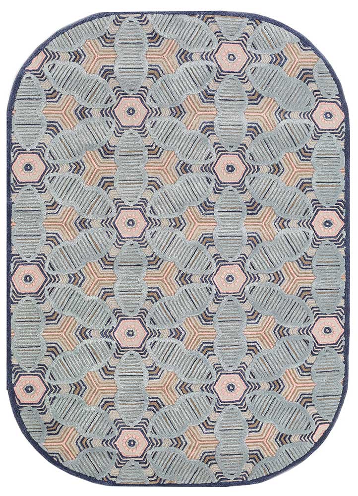 jaipur wunderkammer blue wool and viscose Hand Tufted Rug - HeadShot