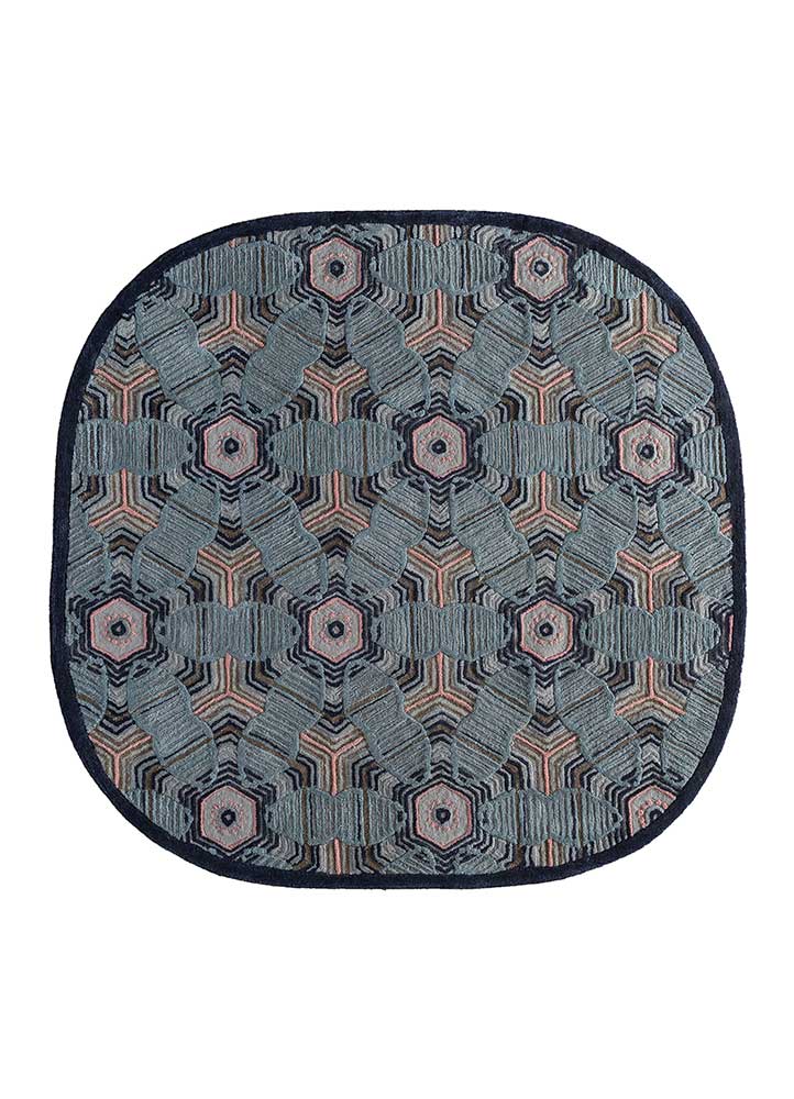 jaipur wunderkammer blue wool and viscose Hand Tufted Rug - HeadShot