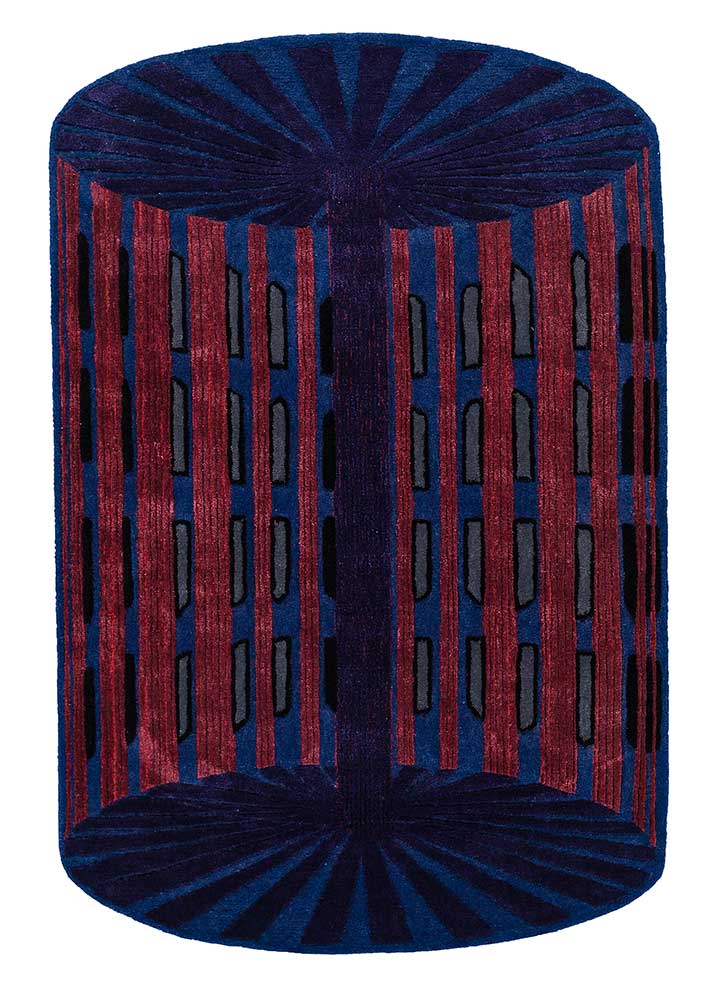  blue wool and viscose Hand Tufted Rug