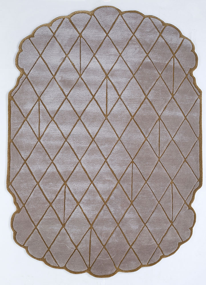 jaipur wunderkammer beige and brown wool and viscose Hand Tufted Rug - HeadShot
