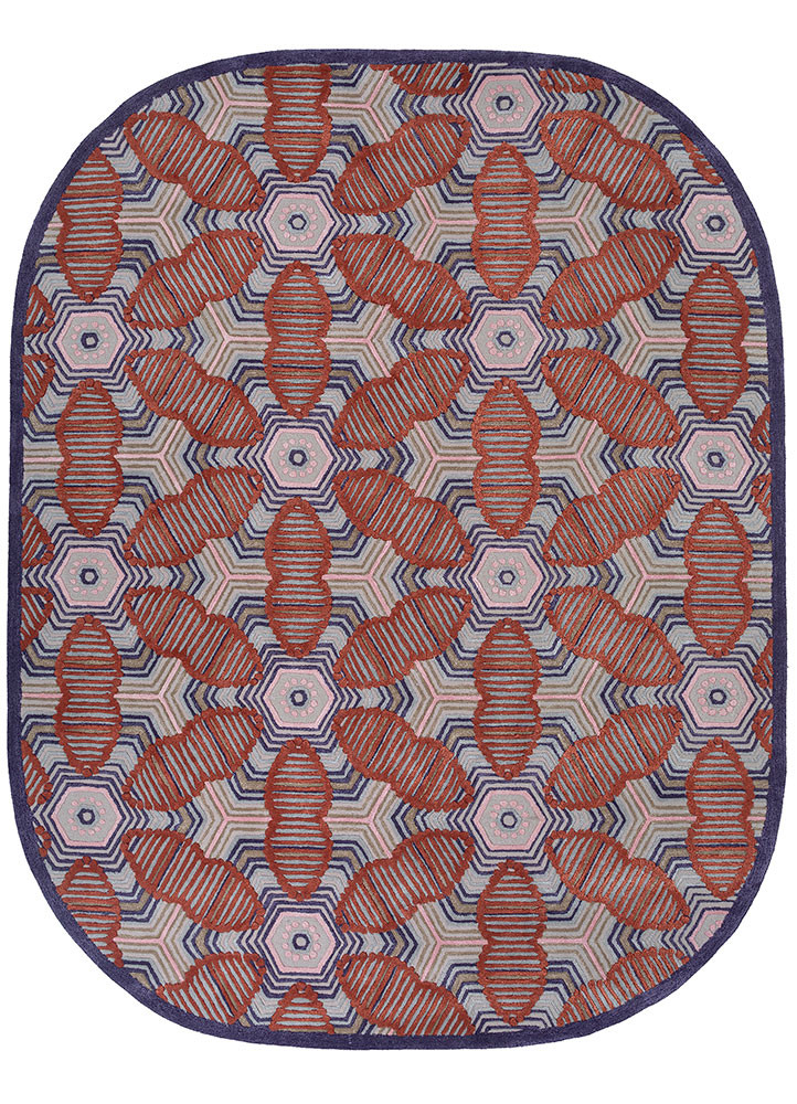  red and orange wool and viscose Hand Tufted Rug