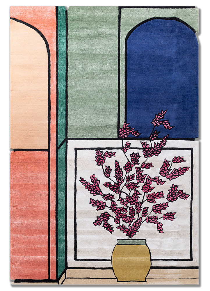  multi wool and viscose Hand Tufted Rug