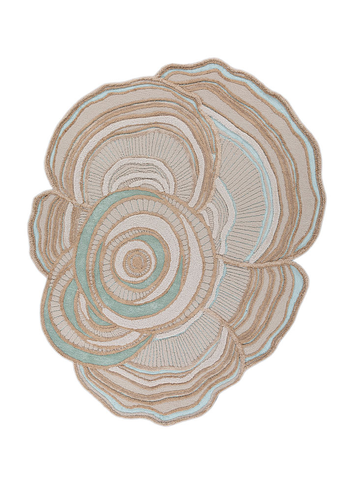  ivory wool and viscose Hand Tufted Rug