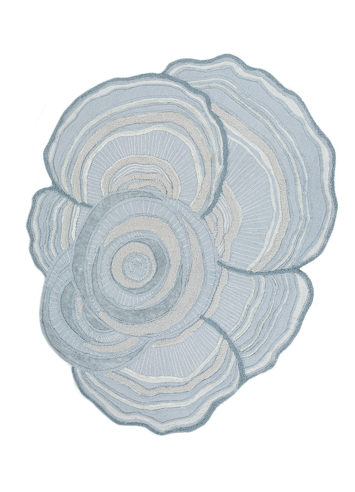  blue wool and viscose Hand Tufted Rug
