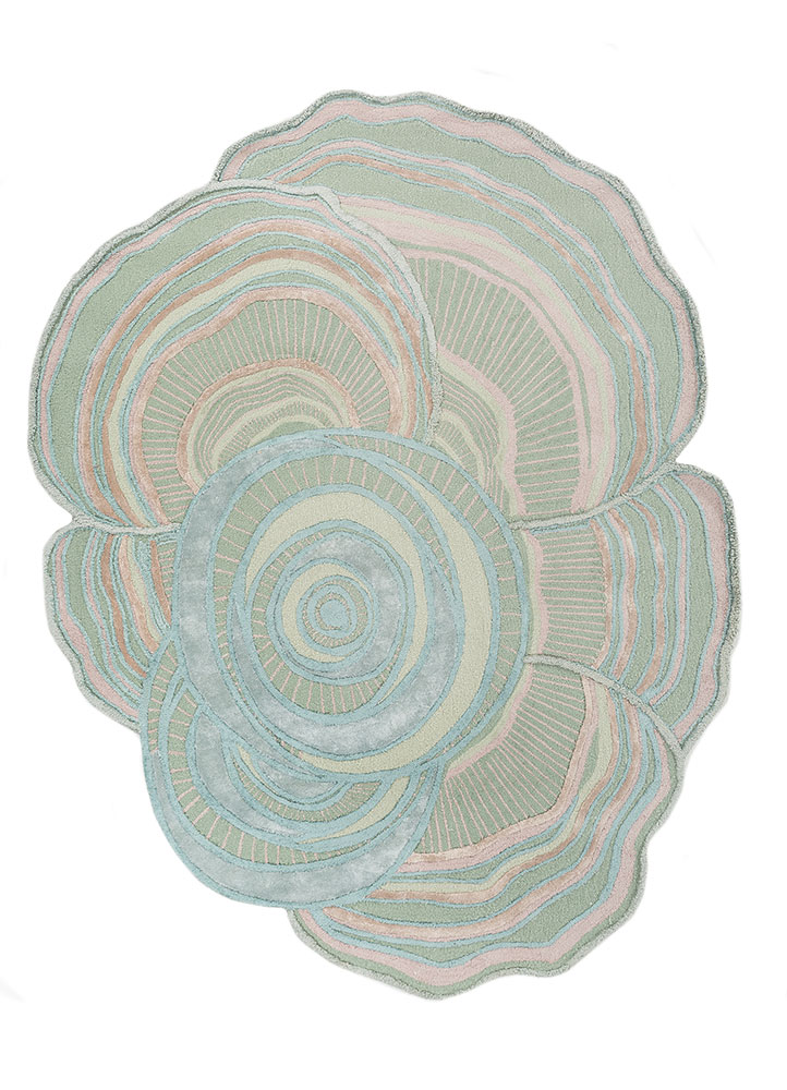 aurelia green wool and viscose Hand Tufted Rug - HeadShot