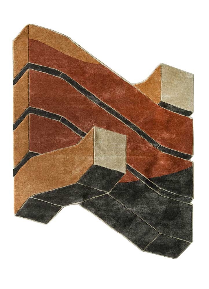 archetype beige and brown wool and viscose Hand Tufted Rug - HeadShot