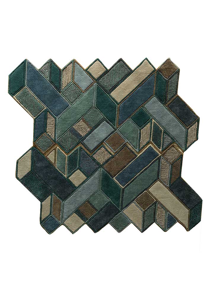 archetype blue wool and viscose Hand Tufted Rug - HeadShot